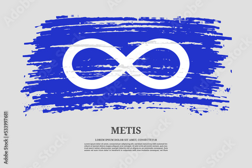 Metis flag blue flag with brush stroke effect and information text poster, vector