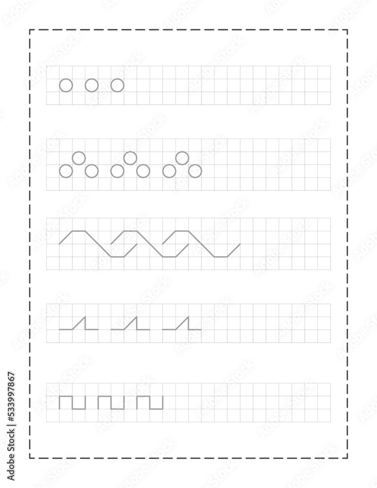 Tracing page practice,line grey, background illustration Tracing page practice,line grey, background illustration