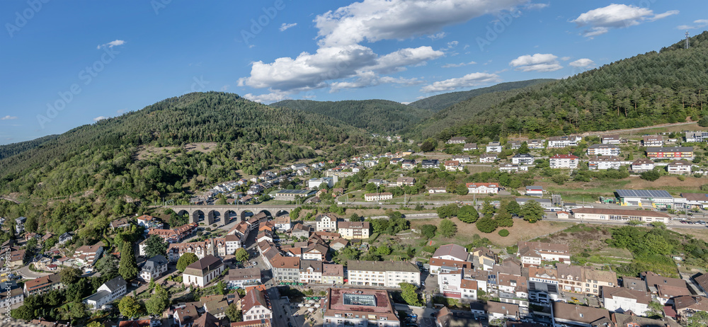 aerial looking east from castle at Hornberg, Germany
