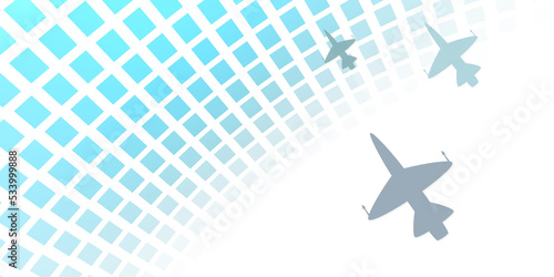 illustrazione di aerei militari da combattimento su sfondo di rettangoli azzurri e trasparente