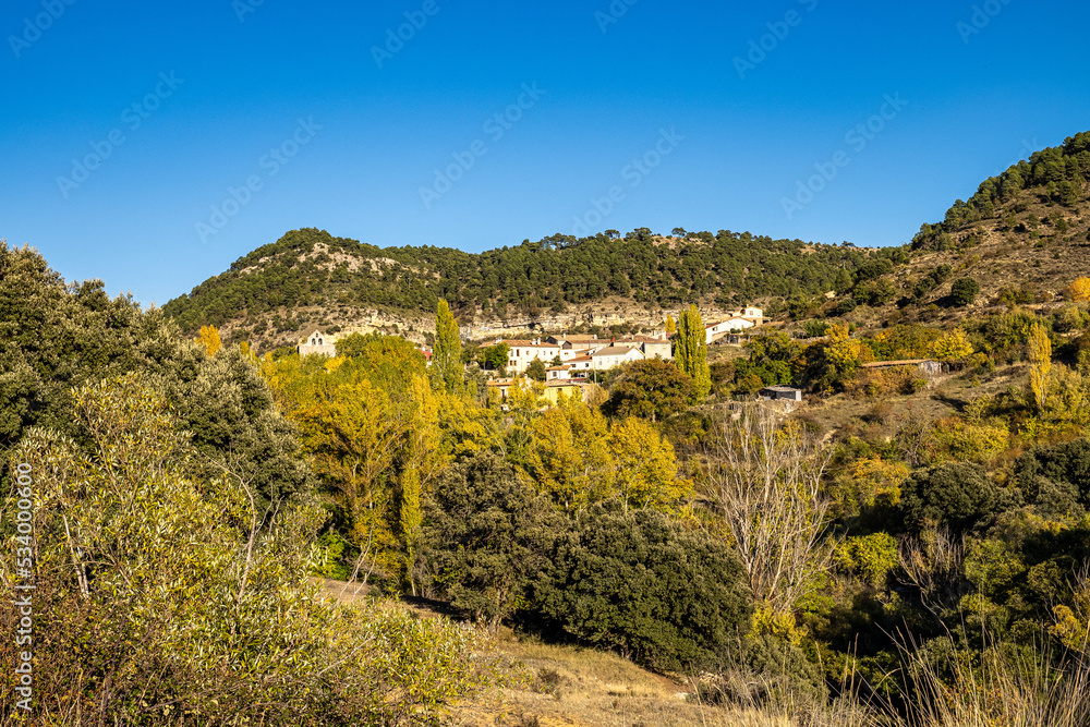 Mountain landscapes at the village Valdecabras, Serrania de Cuenca, Spain