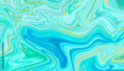Hand Painted Background With Mixed Liquid Blue Paints. Abstract Fluid Acrylic Painting. Marbled Colorful Abstract Background. Liquid Marble Pattern.