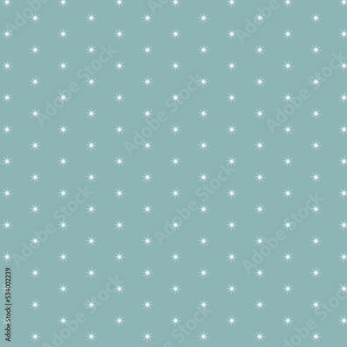 Snowflakes seamless pattern. Small white snowflakes and dots on blue background. Background for winter design.