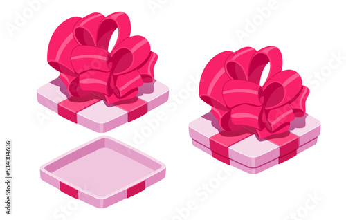 Set of small gift boxes in different states in cartoon style for print and design.Vector illustration.