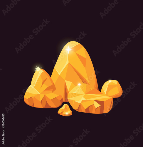 Gold stone, vector illustration golden nugget, gold nugget clipart, drawing for app, illustration, cartoon vector icon isolated on white background
