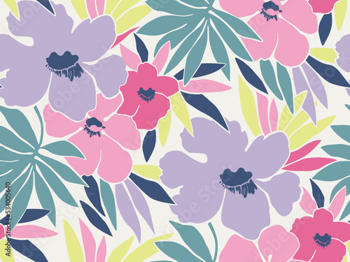 COLORFUL TRENDY FLORAL SEAMLESS PATTERN IN EDITABLE VECTOR FILE