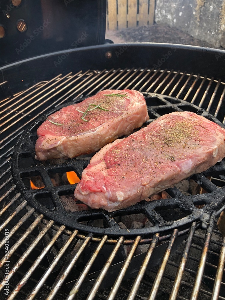 Steaks on the grill