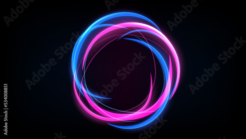 Abstract Multicolor Ring Line of Light Background. Widescreen Illustration