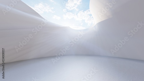 Fototapeta Naklejka Na Ścianę i Meble -  Abstract architecture background white curved walls 3d render