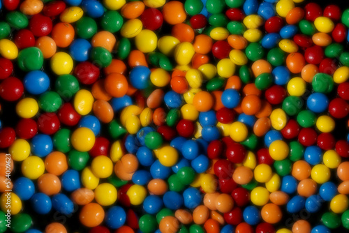 close up of colorful candy balls