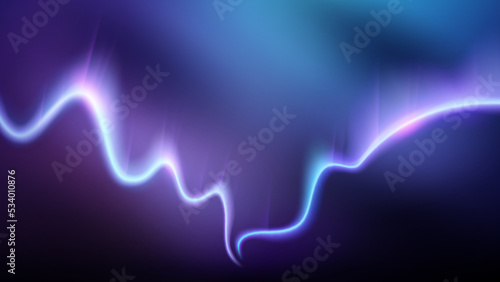 Aurora with Dark Sky, Nature Background. Vector Illustration