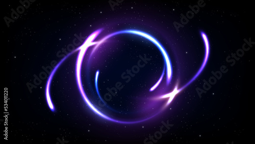 Abstract Multicolor Ring Line of Light Background. Widescreen Vector Illustration