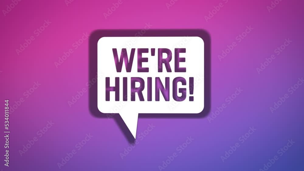We are Hiring rectangular speech bubble against colored background. Website asset, call job offer We are Hiring rectangular speech bubble against colored background. Website asset, call job offer