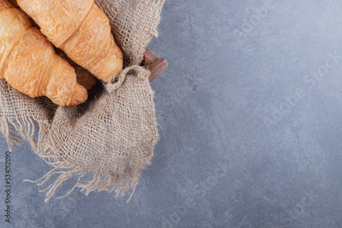 Fototapeta Naklejka Na Ścianę i Meble -  Close up photo of two freshly baked French croissant