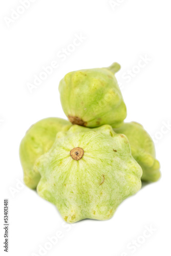 Green Pattypan squash (patty pan) isolated on the white background