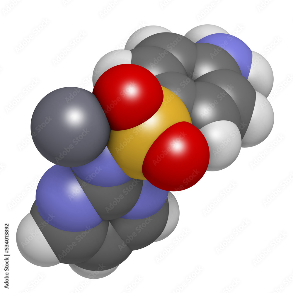 Silver sulfadiazine topical antibacterial drug molecule. Used in