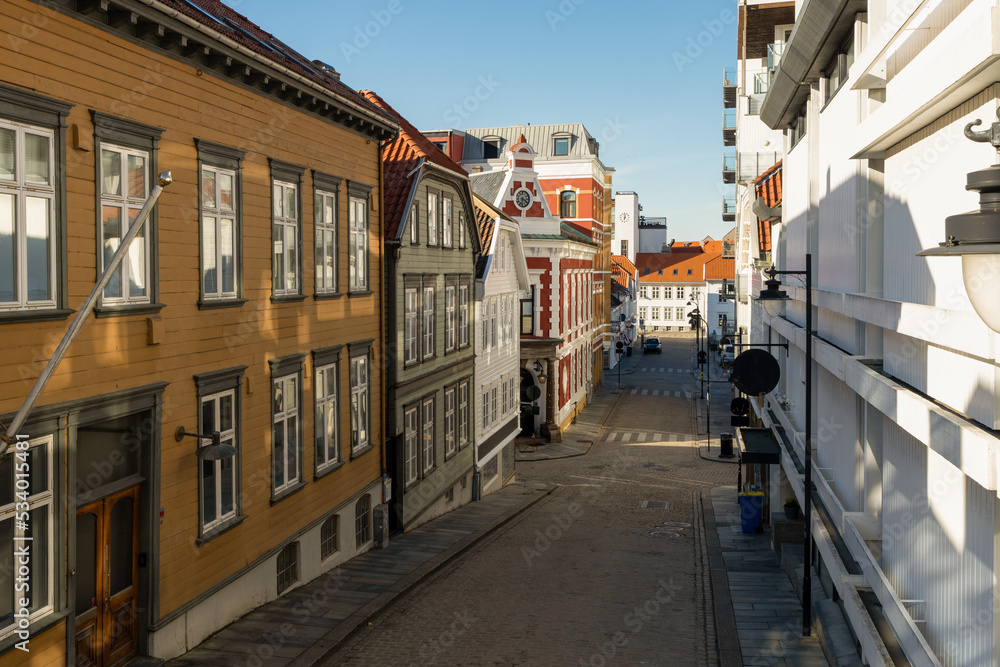 Beautiful houses in the streets of Stavanger's Old Town