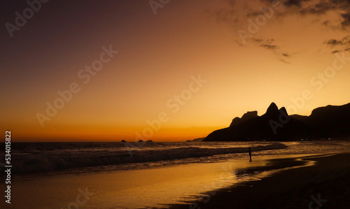 Sunset at Ipanema Beach, Rio de Janeiro, Brazil