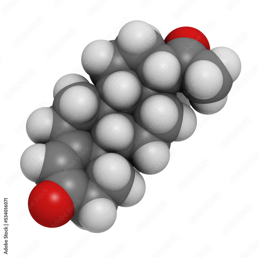 Fototapeta premium Progesterone female sex hormone, molecular model