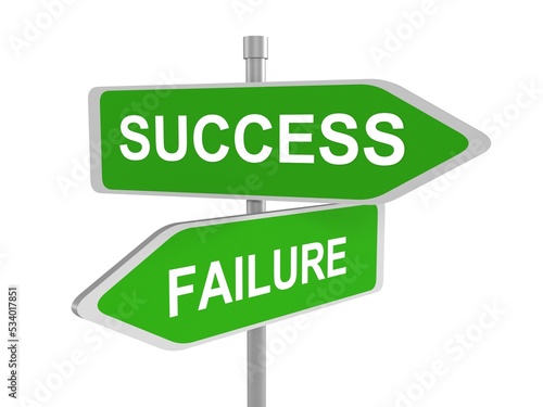 success or failure traffic sign 3d