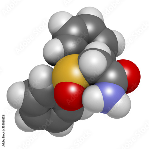 Modafinil wakefulness promoting drug, chemical structure. photo