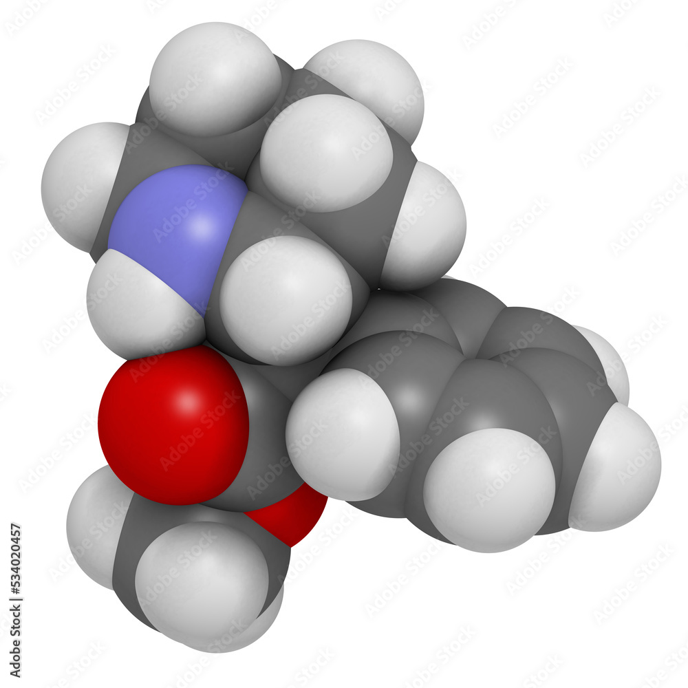 Fototapeta premium Methylphenidate attention-deficit hyperactivity disorder (ADHD) drug, chemical structure.