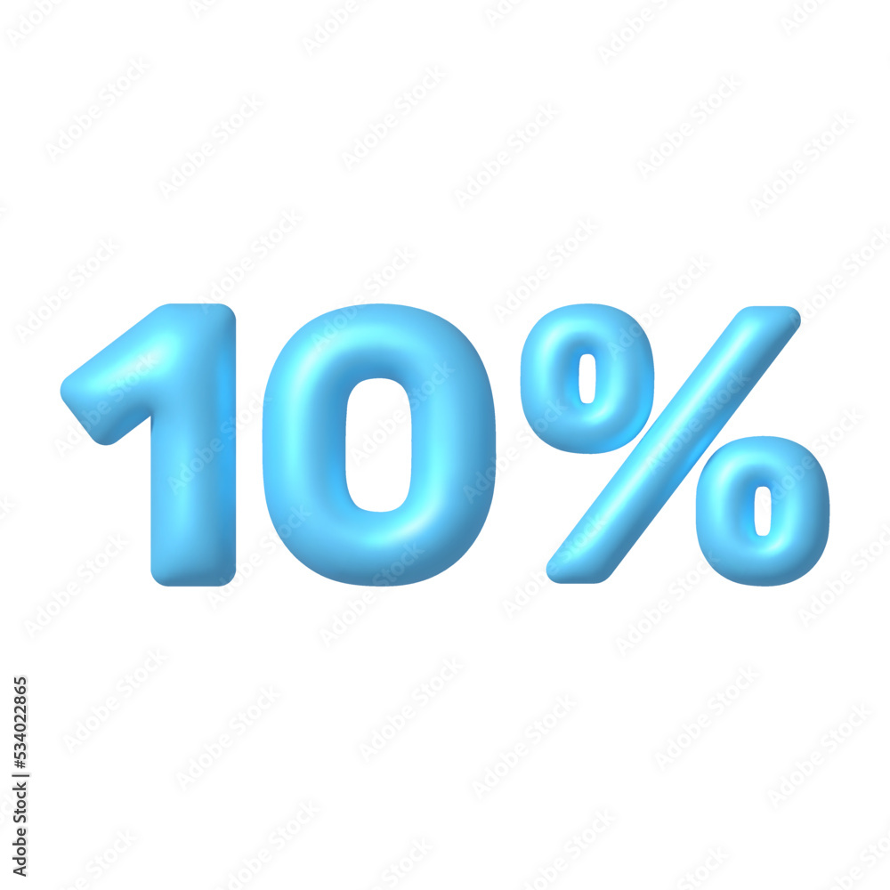 Number 3D icon. Blue glossy 10 percent discount vector sign. 3d vector realistic design element. Number 3D icon. Blue glossy 10 percent discount vector sign. 3d vector realistic design element.