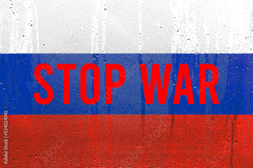 Russian flag, STOP Mobilization and Stop War, Mobilization Russian Army for fighting on Ukraine photo