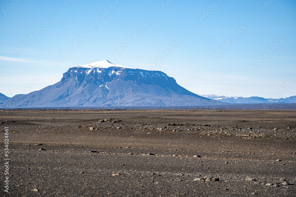 The Icelandic lava desert and in the background the Tuya Herðubreið not very far from Askja