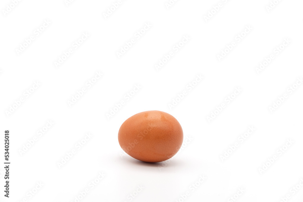 raw farm chicken egg on white background