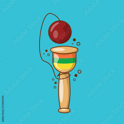 Wooden Catch and Toss Ball Game Toy Vector Illustration