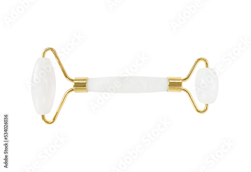 Face massage roller with quartz stone isolated on a transparent background.