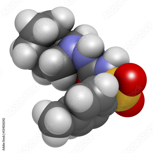 Gliclazide diabetes drug molecule. Sulfonylurea class anti-diabetic agent. photo
