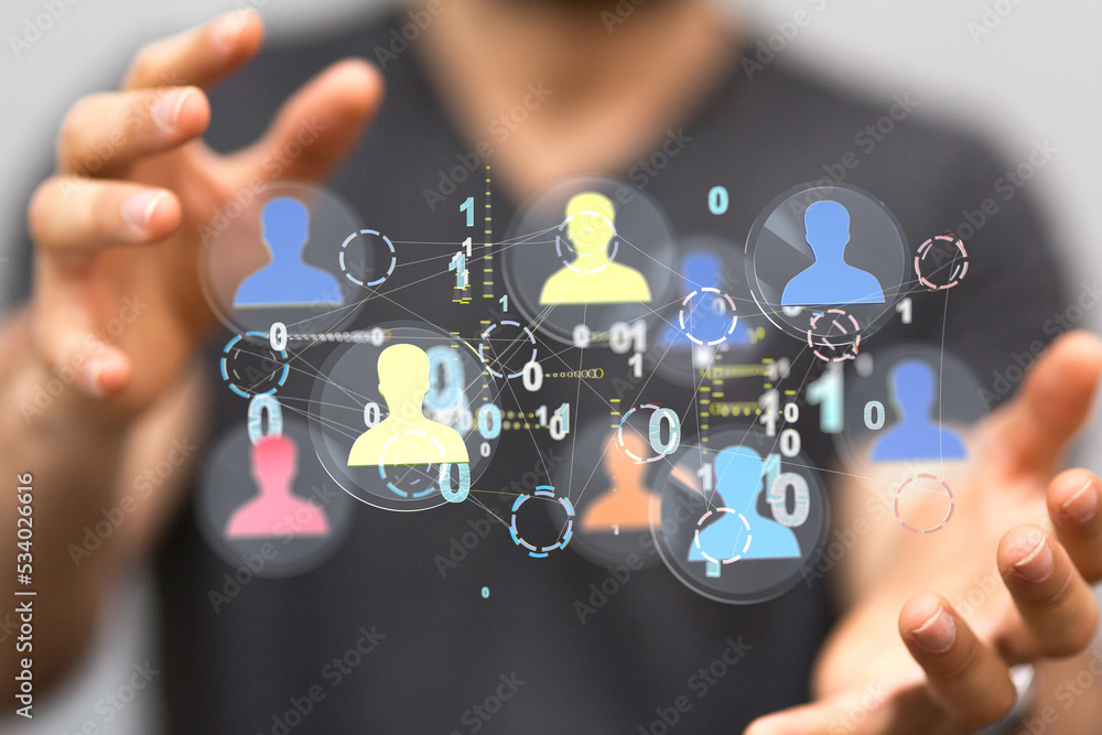 holding 3D rendering group of blue people holding 3D rendering group of blue people