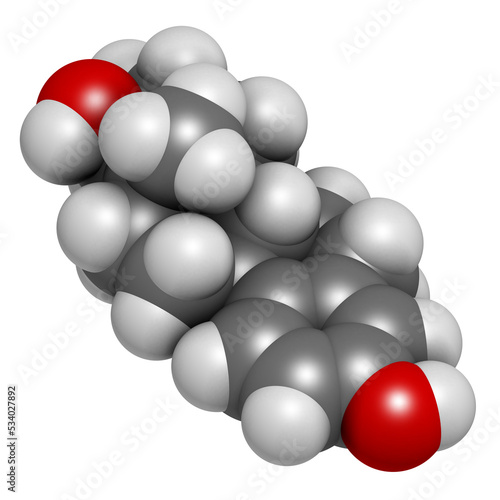 Estriol (oestriol) human estrogen hormone molecule. 3D rendering. photo