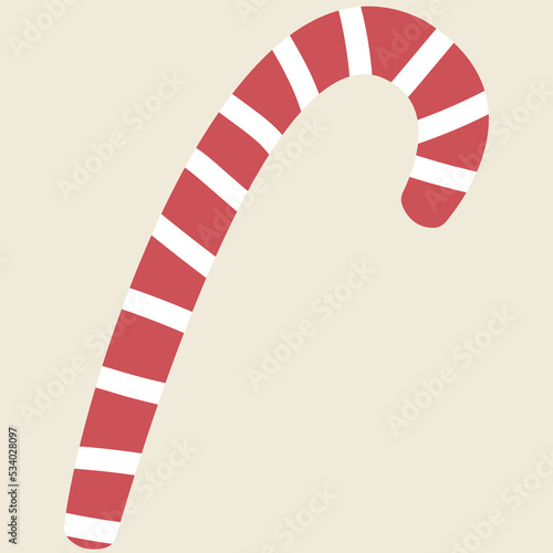 Christmas candy cane on a beige background. Clip art