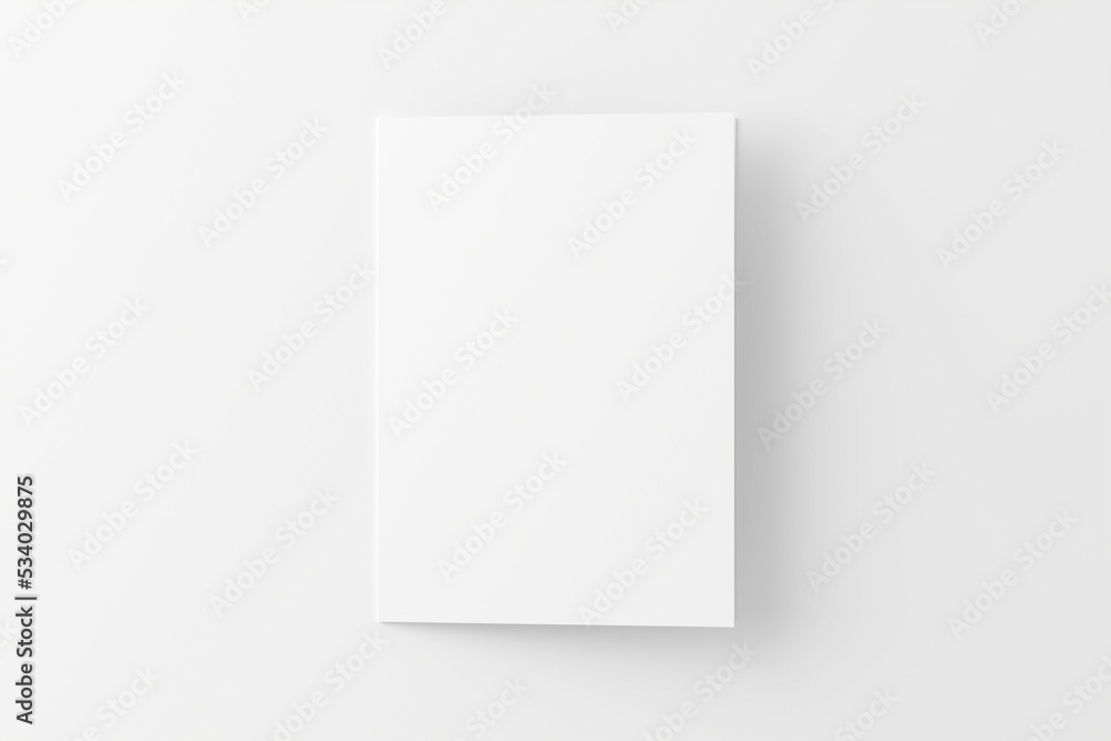 A4 A5 Folded Invitation Card With Envelope 3D Rendering White Blank Mockup A4 A5 Folded Invitation Card With Envelope 3D Rendering White Blank Mockup