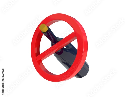 wine bottle, no alcohol sign