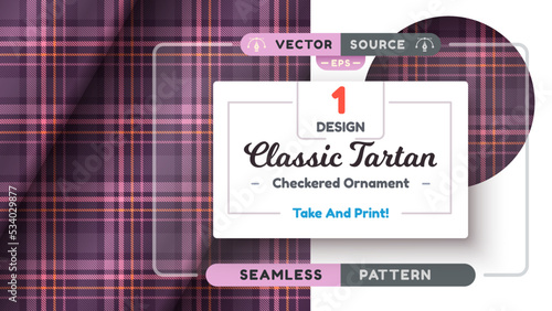 Halloween Tartan seamless pattern, merry christmas texture, checkered scottish fabric