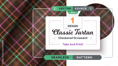 Halloween Tartan seamless pattern, merry christmas texture, checkered scottish fabric