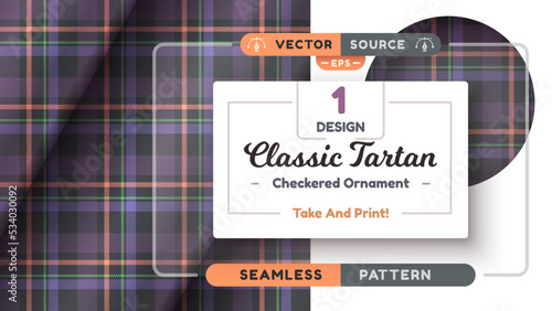 Halloween Tartan seamless pattern, merry christmas texture, checkered scottish fabric