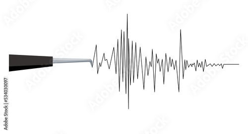 Seismograph earthquake or polygraph test wave illustration. photo