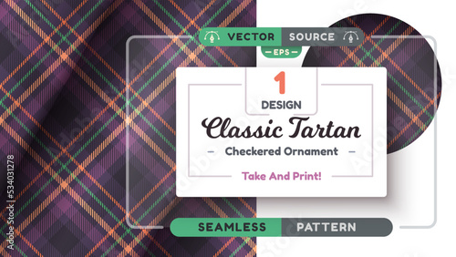 Halloween Tartan seamless pattern, merry christmas texture, checkered scottish fabric