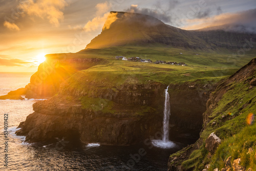 Fototapeta Naklejka Na Ścianę i Meble -  Amazing landscapes of the Faroe Islands captured in summer. Views of the island of Vagar