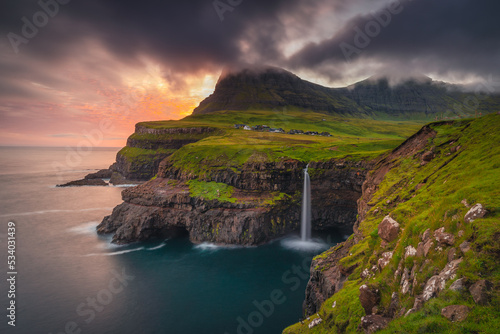 Fototapeta Amazing landscapes of the Faroe Islands captured in summer