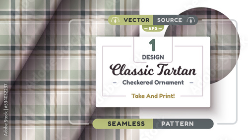 Military Tartan seamless pattern, military texture, checkered scottish fabric