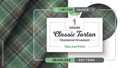 Military Tartan seamless pattern, military texture, checkered scottish fabric