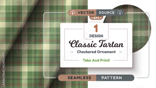 Military Tartan seamless pattern, military texture, checkered scottish fabric