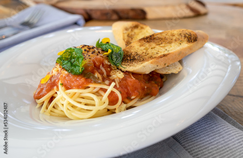 Typical colombian food and drinks, fetuccini napolitana