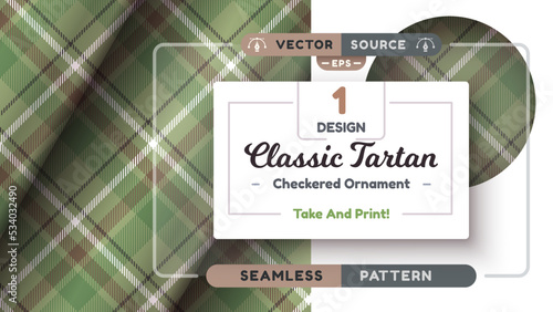 Military Tartan seamless pattern, military texture, checkered scottish fabric. Vector eps 10